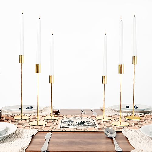 zeochyni Matte French Gold Candle Holders Set of 6, Elegant Candlestick Holders for Wedding Centerpieces Dining Tables Parties Home Decor Events, Taper Candle Holders Fit 3/4 Inch Candles - color: French Gold