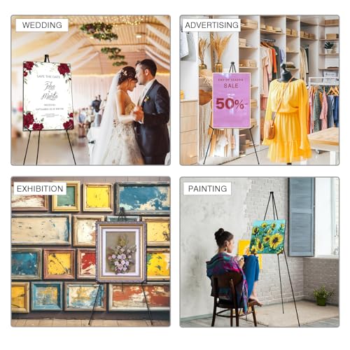 AROIC 63 "Easel Stand for Display, 6 Pack Portable Foldable Metal Easel, Easels for Signs Wedding Logos,Arts, Painting,Adjustable Floor Easels with 6 Storage Bag - style: 6P