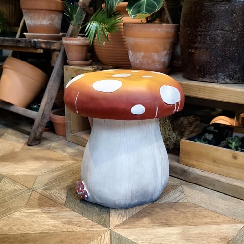 Mushroom Resin Statue Stool Over Sized Sculpture Courtyard Lawn Pond Ornament Garden Outdoor Patio Stool Decoration Red 13.3'' High - size: 13.3'' High
