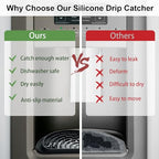 Silicone Refrigerator Drip Tray Catcher 2 packs.Protects Ice and Water Dispenser Pan From Spills,Fit Refrigerator Water Tray, Recycle and Dry Quickly (Semi-Circular, Black+Grey) - size: Semi-Circular