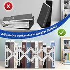 Dragon Bookends, Adjustable Bookends, Unique Book Holders for Shelves, Metal Book Ends for Heavy Books, Non-Skid Book Stander for Desk, Shelf, Office, Stationery Gift (White 2) - color: White 2