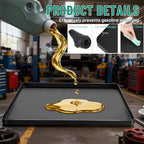 Oil Drip Mat for Under Car, 34x22in Silicone Oil Spill Mat for Garage Floor, No Splatter Non-Slip Oil Drip Pan Driveway Oil Catch Tray,Protect Garage Surface from Spill & Stain-Black - color: Black