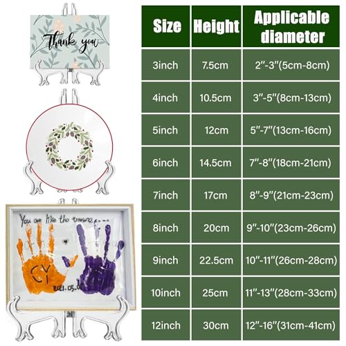 LonlyEagle 12 Pack 5 Inch Clear Plastic Easels or Stand/Plate Holders to Display Pictures or Other Items at Weddings, Plate Stands for Home Decoration, Birthdays, Tables - size: 5 inch