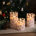 Eywamage Christmas Glass Flameless Pillar Candles with Remote, Flickering LED Battery Candles Bear Holiday Winter Table Decor Gift Set of 3 - color: Bear