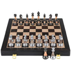 Luxury Large Metal & Acrylic Chess Set with Wooden Chess Board (17”) – Weighted Chess Pieces with 3.5” King, Foldable Tournament Chess Set for Adults & Kids, Professional Chess Game Set