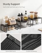 SONGMICS Cabinet Organizer Shelf, Set of 3 Kitchen Counter Shelves, Kitchen Storage, Spice Rack, Stackable, Expandable, Anthracite Gray and Matte Black UKCS220B01 - color: Anthracite Gray + Matte Black