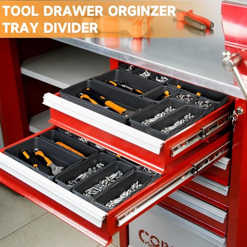 [60 PCS Upgraded] FLYVOLE Tool Box Organizer Tray, Toolbox Desk Drawer Organizer, Tool Box Tray, Toolbox Organization Storage for Rolling Tool Chest (60 PCS) - color: 60 PCS