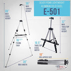 U.S. Art Supply 66" Silver Metal Tripod Easel Display - Adjustable 18"- 5.5', Holds 36" Canvas - Floor/Tabletop Easel Stand, for Sign Display, Painting, Poster Board, Canvas - Portable Bag