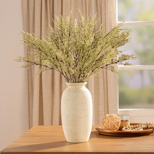 Ceramic Flower Vase, 12.5" Large Rustic Farmhouse Vases Home Decor Tall Pottery Decorative Pampas Vase for Table Living Room Entryway Mantel Bookshelf Bedroom Bathroom Kitchen-White - color: 12.5“ H - White