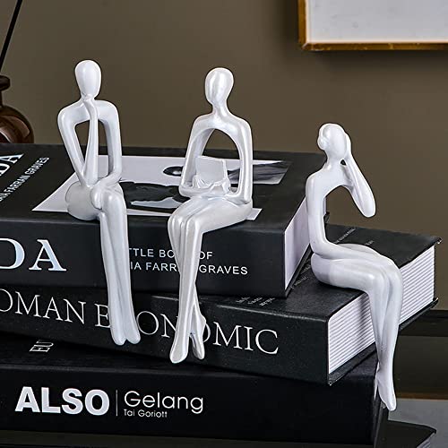 XINXUAN White Statue Home Decor - Modern Bookshelf & Desk Decor - 3 Piece Set - color: White