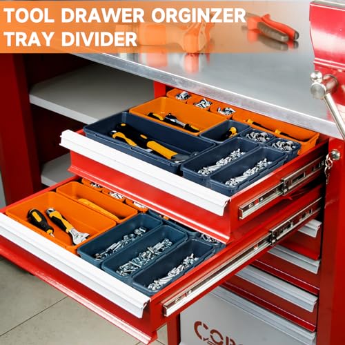Tool Box Organizer Tray, Toolbox Desk Drawer Organizer, Tool Box Tray, Toolbox Organization Storage for Rolling Tool Chest (60PCS (Blue+Orange)) - color: 60PCS (Blue+Orange)