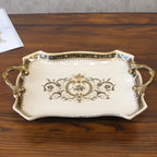 Fruit Bowl European-Style Luxury Villa Coffee Table Fruit Plate Ornaments American-Style Ceramic Tray Soft Decorations Trays