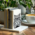 Peacoblue Metal Bookends for Shelves, Modern Decorative Heavy Duty Study Book Support Stoppers for Office, Desk, Shelf, Room 5.3"x4.3"x7.1" Cast Iron Simple Tall Bookends, 1 Pair (Geometric Owl) - style: Geometric Owl