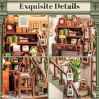 Fsolis Book Nook Kit – Booknook 3D Wooden Puzzles for Adults DIY Miniature Kit Tiny House Gifts for Book Lovers Women（Gallery Bookstore） - style: Gallery Bookstore