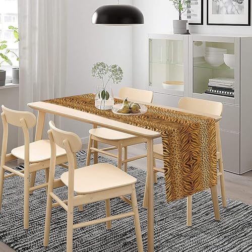Wild Charm Animal Fur Table Runner Leopard Print Tablerunner for Kitchen Cafe Dining End Table Sofa Holiday Wedding Home Decor 13x36in - color: Fur-13, size: 13x36in