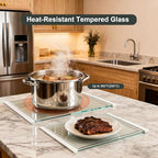 Tempered Glass Cutting Board with Juice Groove - 16x12 Inch Kitchen Cutting Board with Silicone Non-Slip Feet, Easy to Clean & Dishwasher Safe - Ideal for Vegetables, Fruits, Bread, Meats (White) - color: White