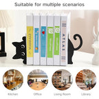 Cat Book Ends Decorative Metal Bookends for Shelves Black Cute Book Holders for Desk