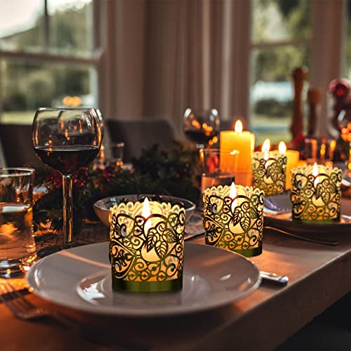 LOVEINUSA 48pcs Votive Candles Holders Wraps, Gold Tea Light Candle Fairy Home Decoration (No Bottom) - color: Gold