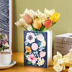 Uiifan Book Shaped Small Flower Vase Decorative Ceramic Vases Cute Home Decor for Bookshelf Dining Table Desk Office Home Decor Unique Vase for Book Lovers (Retro Flowers)
