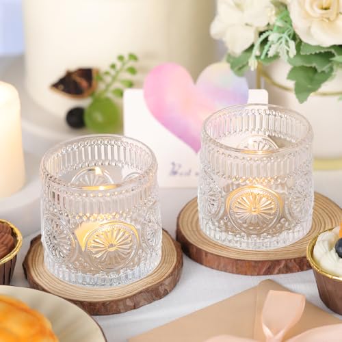 6Pcs Large Votive Candle Holders Clear Glass Tealight Candle Holders for Wedding, Table Centerpiece, Party, Birthday, Home Decor - color: Clear
