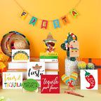 Tatuo 16 Pcs Cinco De Mayo Tiered Tray Decor Set, Mexican Wooden Fiesta Signs - Taco, Sombrero, Rainbow Donkey, Farmhouse Style Table Decor for Home Kitchen Summer Party Holiday Shelf