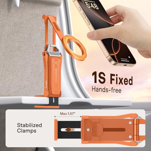 OMOTON TP02 360°Rotating for MagSafe Tripod Mount, Adjustable Aluminum Magnetic Phone Tripod for iPhone 17/16/15/14 Pro Max Air, Foldable Cell Phone Stand Fits Vlog, Gym, Travel Essentials, Orange - color: 4-Orange