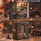 MiniCity Book Nook Kit with LED Light, Miniature House Kit for Birthday, 3D Wooden Bookends Puzzle, Bookshelf Decor for Adults, Teens, Beginners (Introduction to Magical Flight) - style: Introduction to Magical Flight