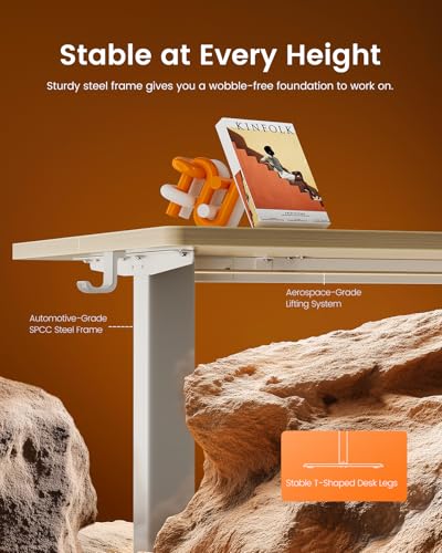 ErGear Height Adjustable Electric Standing Desk, 44 x 24 Inches Sit Stand up Desk, Memory Computer Home Office Desk, Natural - color: Natural, size: 43.3 x 23.6 Inches