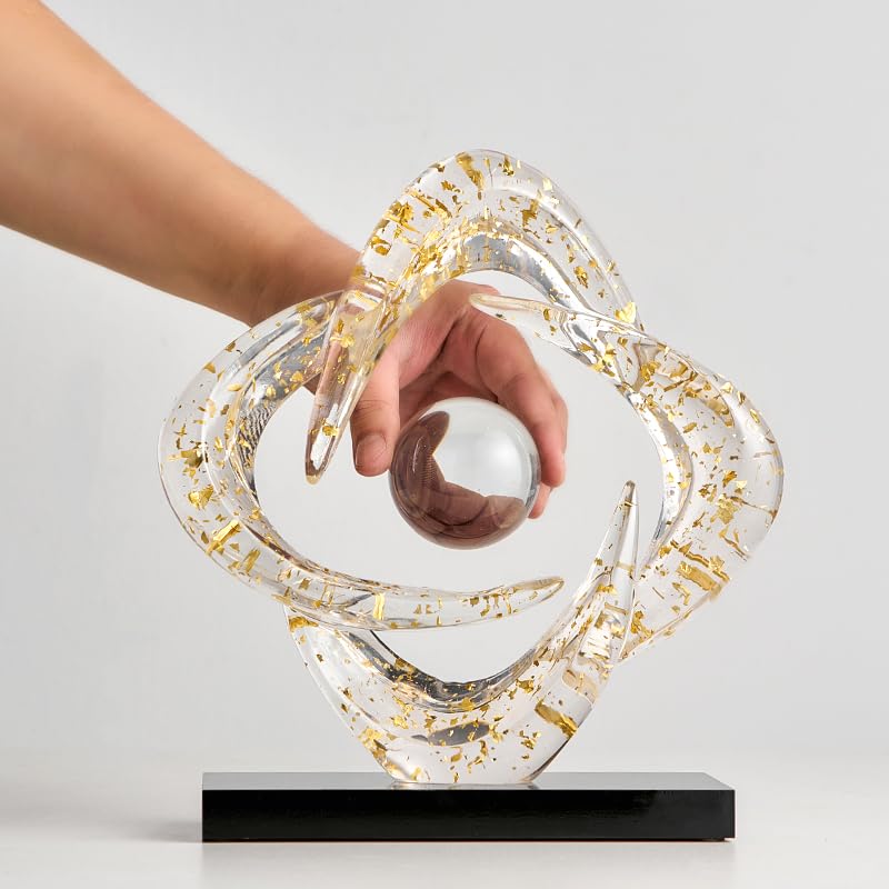 Abstract Art Sculpture, Resin Gold Decorative Statue, Modern White Ornaments for Living Room, Decorativas Modernas for Coffee Table/Entryway/Office Collectibles (Gold foil) - color: Gold Foil