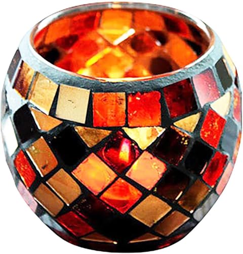 Votive Candle Holder Tea Lights - Glass Candle Holders, Mosaic Tealight Candle Holder, Candle Jar Cup for Wedding Centerpiece Party Table Decorations, Valentines Day Decor - color: A - a - Red