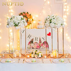 Nuptio Gold Vase for Wedding Centerpieces with Acrylic Panel - 2 Pcs 23⅝ inch Tall Vases Centerpiece for Tables Home Party Decorations - size: 23⅝ inch Tall