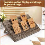 Blulu 31 Pack Wooden Earring Display Stand 7 Slots jewelry Display Holder with Earring Card for Selling Vendors Retail Show - color: Brown, Light Brown