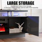 AMERLIFE Fireplace TV Stand with 36" Fireplace, 70" Modern Fireplace Entertainment Center LED Lights, 2 Tier TV Console Cabinet for TVs Up to 80", Grey - color: Grey, size: 70"