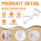 2 Pcs Wooden Pegboard Display Stand with 20 Pcs Metal Hooks for Craft Shows 17" X 13" Jewelry and Key Ring Retail Display Racks Retail Rack Pegboard Display Board for Selling Peg Board Rack Organizer