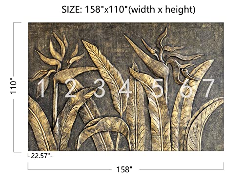 Cliouar-Golden Bird of Paradise Sculpture 3D Three-Dimensional Wallpaper Mural 158" x 110" (Not Self-Adhesive) - color: Murals-27, size: 158" x 110"