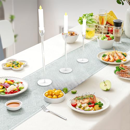 Tall Candlestick Holders Acrylic Clear Taper Candle Stand Bundle for Table Centerpiece Suitable for 3/4 & 7/8 Inch Electronic LED Candles for Home Decor Wedding Party (6 PCsTaper Candle Holders)