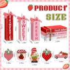 Vercraft 11 Pcs Strawberry Table Decorations Set Strawberry Tiered Tray Decor Spring Summer Wooden Top Farmhouse Rustic Wooden Coffee Table Centerpieces for Home Kitchen Office Decorations - style: Strawberry