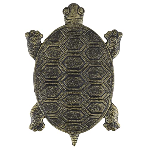 MDLUU Turtle Stepping Stone, Cast Iron Flagstone, Decorative Tortoise Stepping Stone for Garden Walkway, Flower Bed (Bronze) - size: Turtle(12.9" x 8.6")Bronze