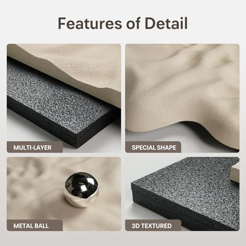 Large 3D Textured Vertical Abstract Wall Art Decor, Modern Black Cream Carved Sandstone Texture Artwork for Walls, Minimalist Sculptural Wall Decor for Living Room, Hallway, Dining Room, Office - color: 3D Black and Beige Wall Art, size: 39"L x 28"W