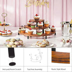 3 Tier Risers Display Stand,Wooden Cupcake Holder Stand,Rustic Cologne and Perfume Organizer for Women,Dessert Table Display Set for Party (Brown) - color: Brown