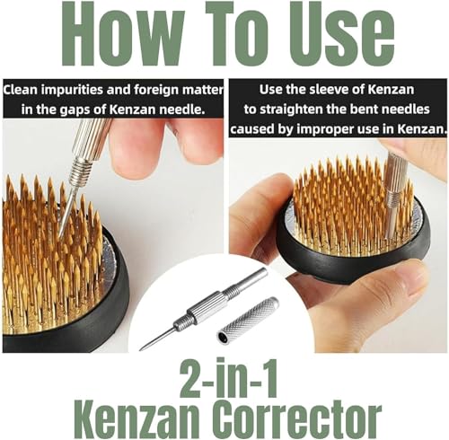 Japanese Classical Ikebana Vase Kit, Minimalist Ceramics Flower Pot Flower Shallow Container with 2.4inch Flower Frog and 2-in-1 Flower Arrangement Kenzan Needle Straightening Tool - color: Glaze Color