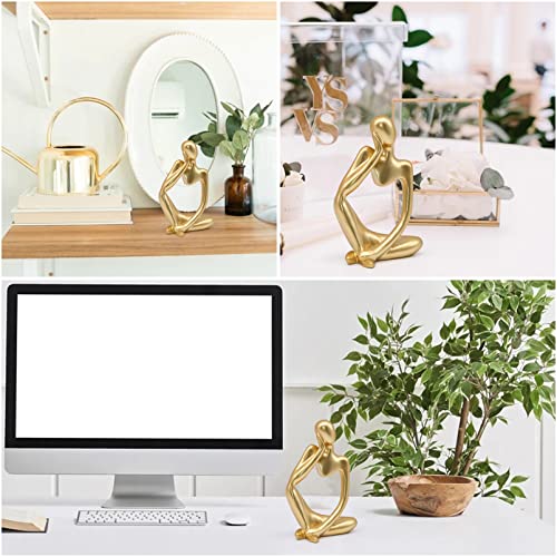 Gold Thinker Statue Decor, Modern Abstract Art Sculpture, Thinker Figurines Collectible Accents Decoration for Shelf Bookshelf Office Desktop Decor