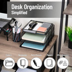 Mind Reader 2 Tier Paper Tray with Top Supply Compartment, Desktop File Organizer, Metal Mesh, Black - color: Black