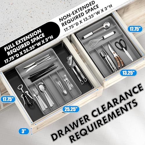 Simple Houseware Expandable Kitchen Drawer Flatware Organizer, Black/Gray - color: Black/Gray