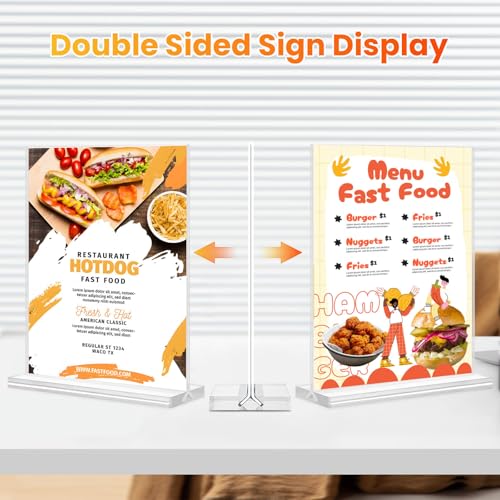 Acrylic Sign Holder 8.5x11, 10 Pack Clear Table Plastic Vertical Clear Double Sided Flyer Display, Picture Menu Stand Paper Holder Photo Sign Holder Suitable for Restaurants Office Store Show Fair - color: Vertical 10 Pack 8.5x11