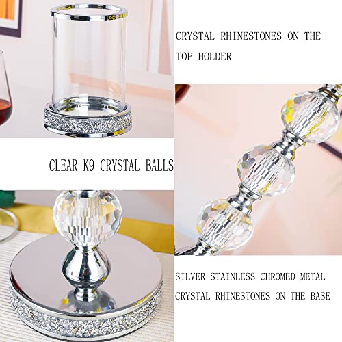 Pillar Candle Holders, Candle Holder for Pillar Candle, Candlesticks Holder for Coffee Dining Table,Wedding, Home Ceterpieces, Home Decor CH00XL - size: 3 crystal balls