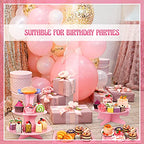 Zopeal 7 Pcs Dessert Table Display Set 3-Tier Cupcake Stand 1-Tier Cup Cake Display Tower Platters and Serving Trays Cardboard Cake Cookie Holders for Wedding Birthday Party Baby Shower(Pink) - color: Pink