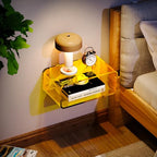 Acrylic Floating Nightstand, Bedside Table, Nightstand Shelf Wall Mounted Bedside Shelf (Yellow, Small) - color: Yellow