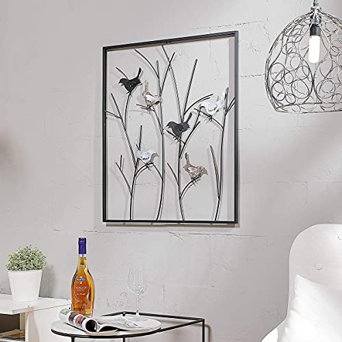 Lechesis Metal Birds on Branches Wall Art Decor Sculptures - 25" x 29 1/2"