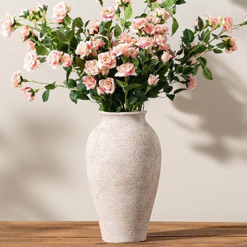 Vanselia Ceramic Flower Vase Home Decor - Large Tall Farmhouse Table Vases Rustic Vintage Living Room Kitchen Bedroom Decorations for House Book Shelf Office Coffee Desk Dining Fireplace (11" Retro) - color: Retro-11"